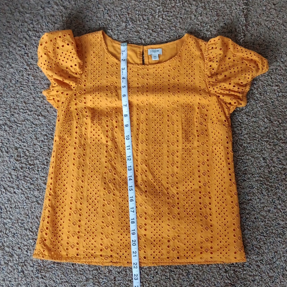 J.Crew Bronzed Topaz Eyelet Puff Sleeve Blouse Top - Picture 8 of 11
